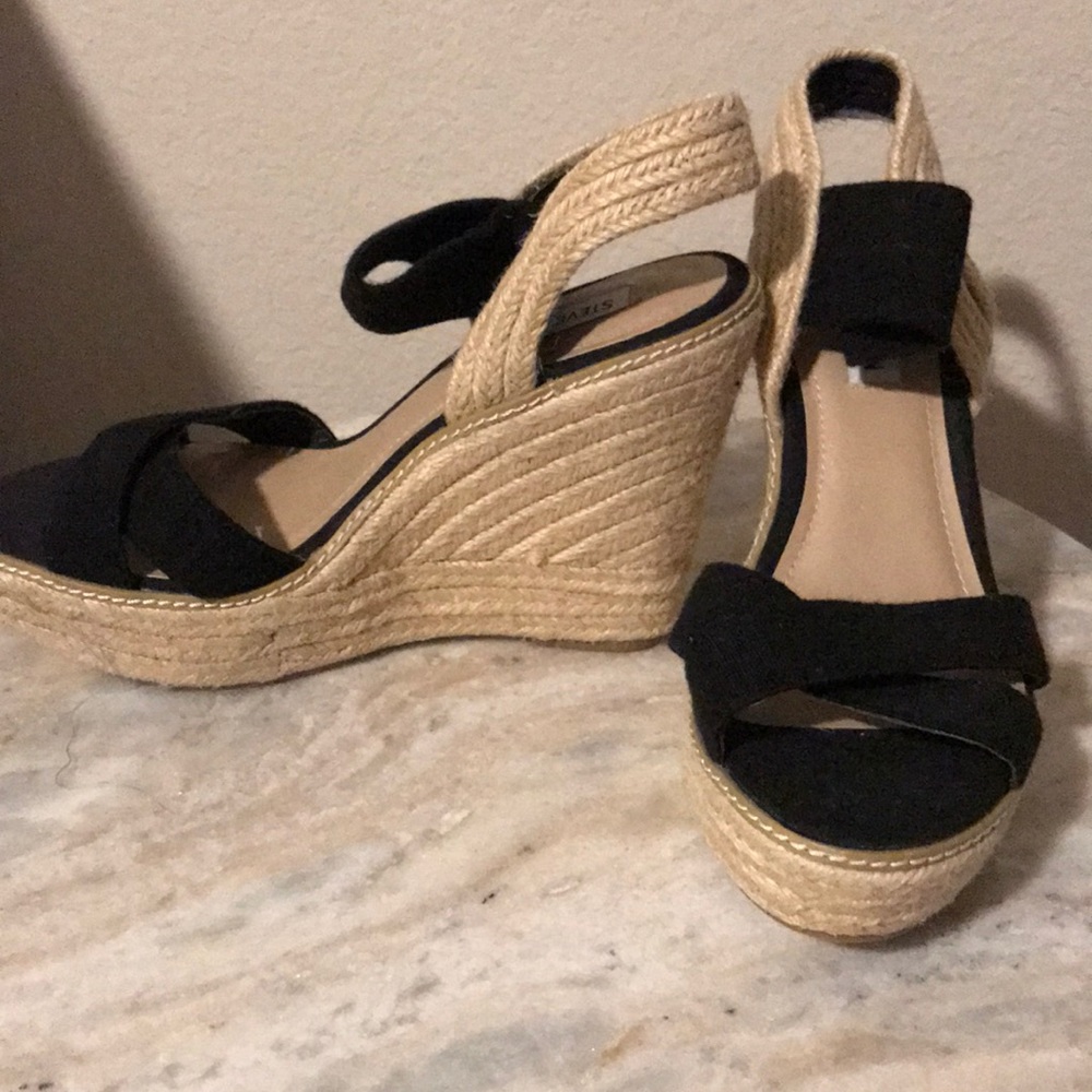 Black Steve Madden Espadrilles Wedges New!